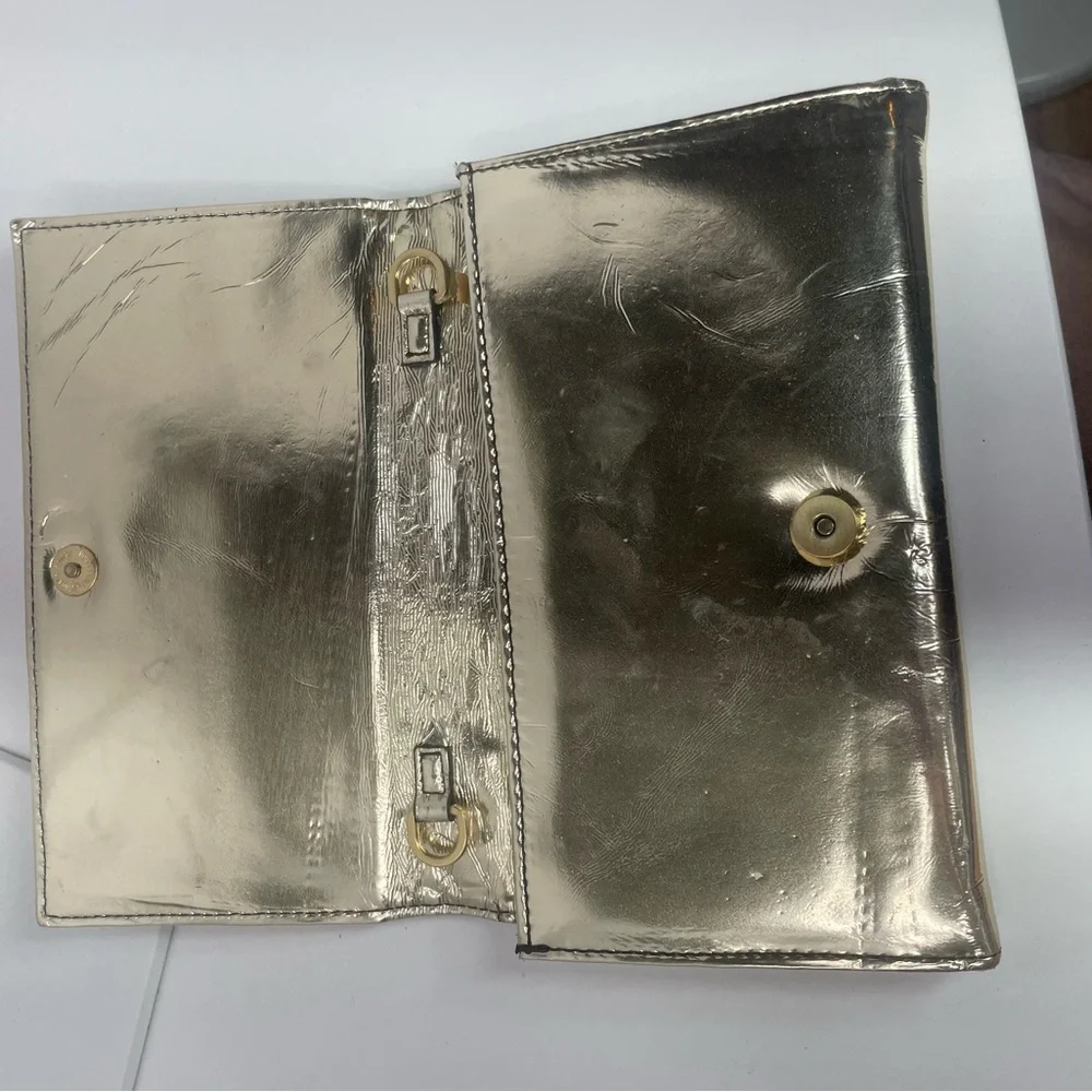 Zac Posen New York Shirley bow mini Gold Leather Crossbody or Clutch bag - Picture 8 of 16